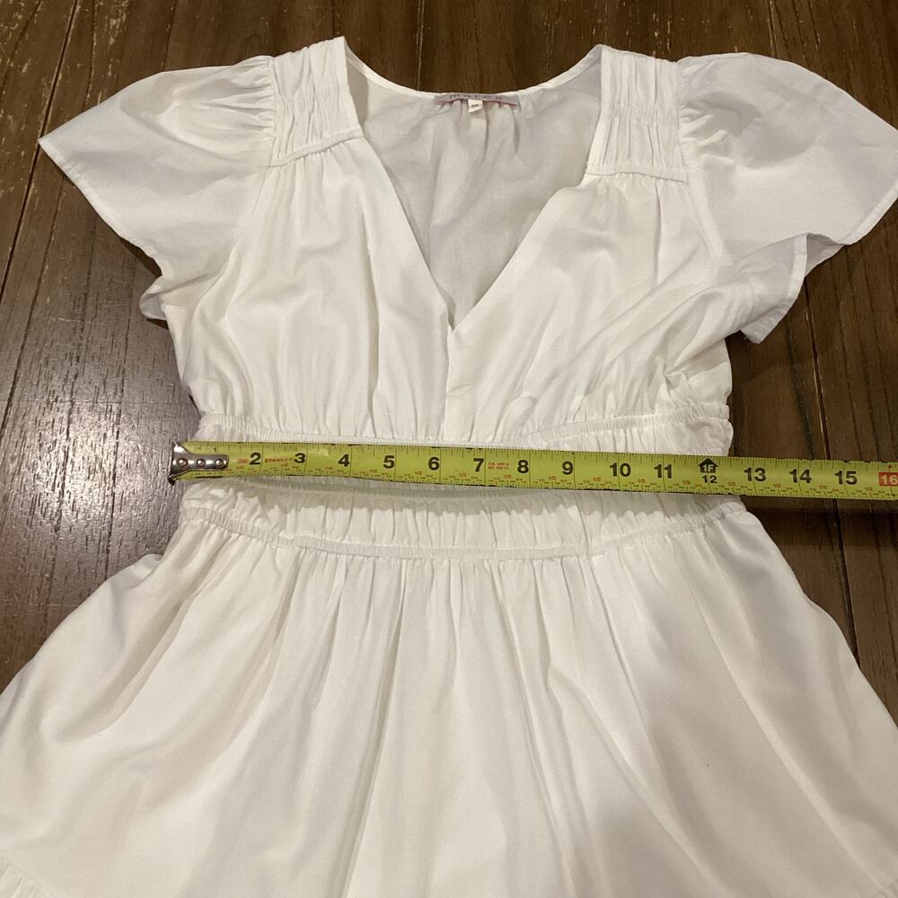 Marea by liz joy white Flutter mini Dress short sleeve 100% cotton  extra small - Picture 6 of 8